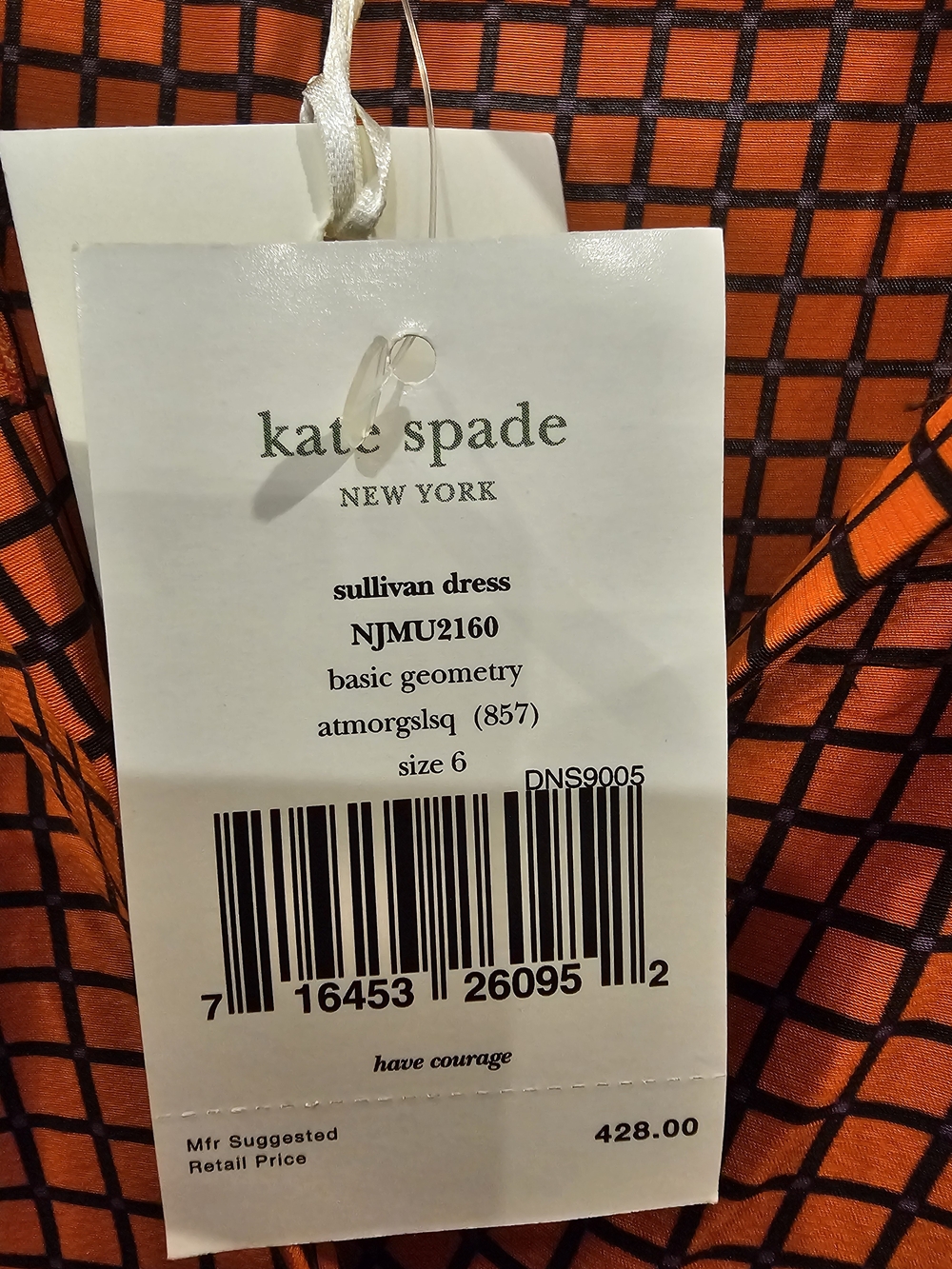 kate spade Orange and Black Checked Long-Sleeve Shirt Dress $110 obo - Picture 9 of 16